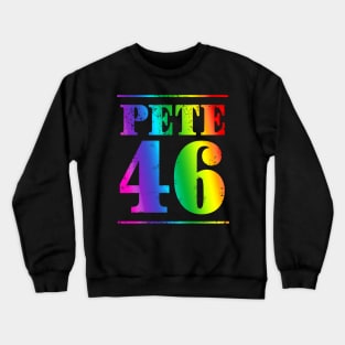 Mayor Pete Buttigieg could just become the 46th President in 2020. Rainbow distressed text version. Crewneck Sweatshirt